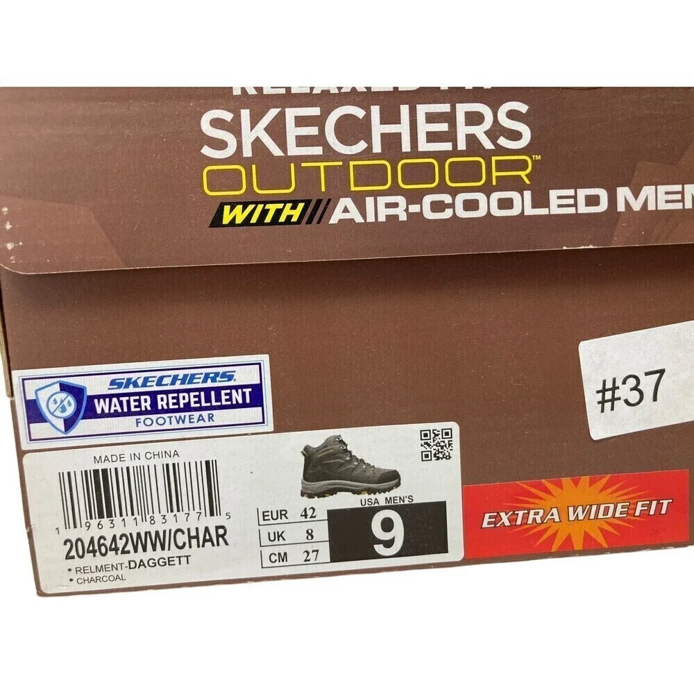 Skechers Hiking Shoes Men's Size 9 Extra Wide Charcoal Gray Water Repellant